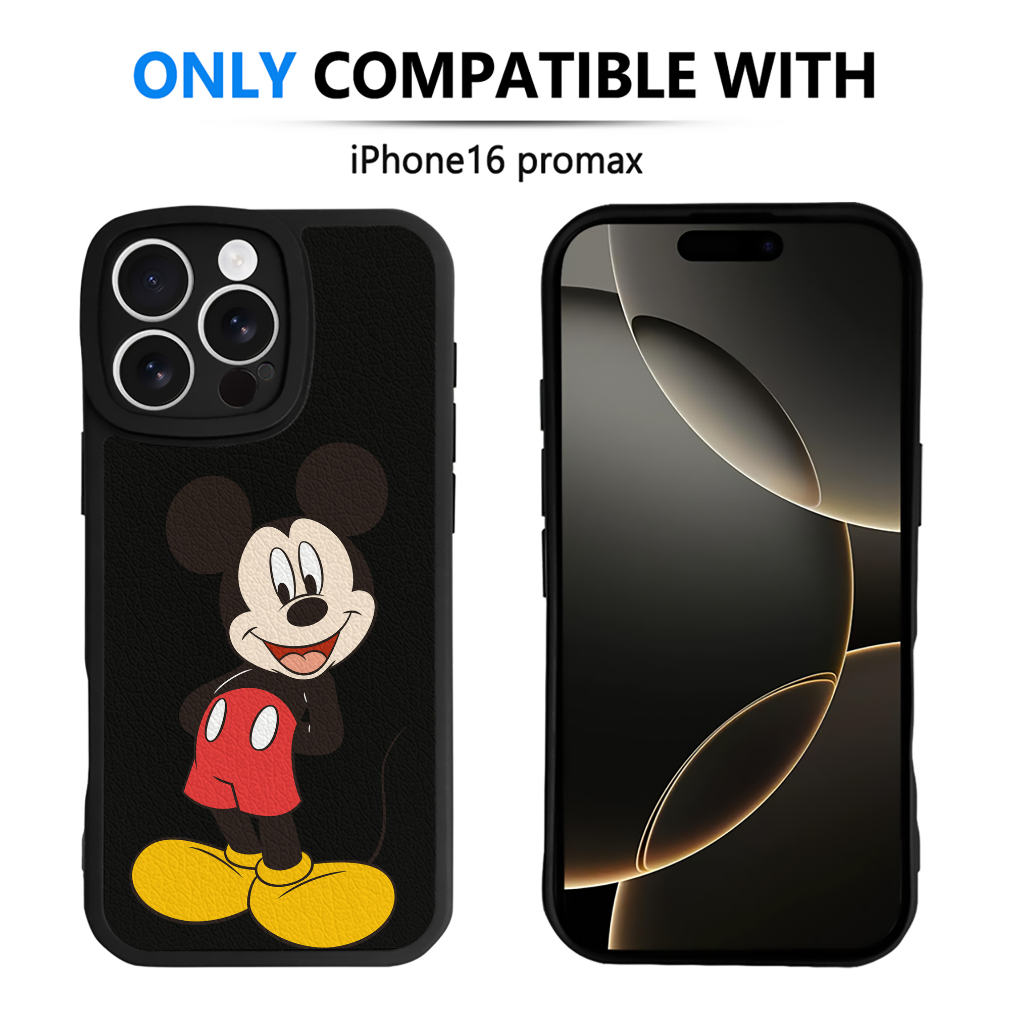 （画像用） ミッキーマウス Mickey Mouse 【iPhone 16シリーズ対応】シリコンスマホケース（レザー調） 材質：シリコン